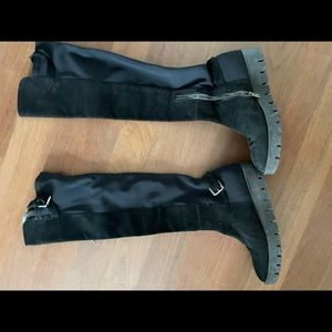 Pinko black pull on knee high boots